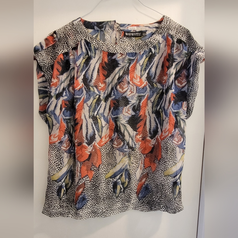 W by White Summer Sheer Blouse, Size L, Preloved